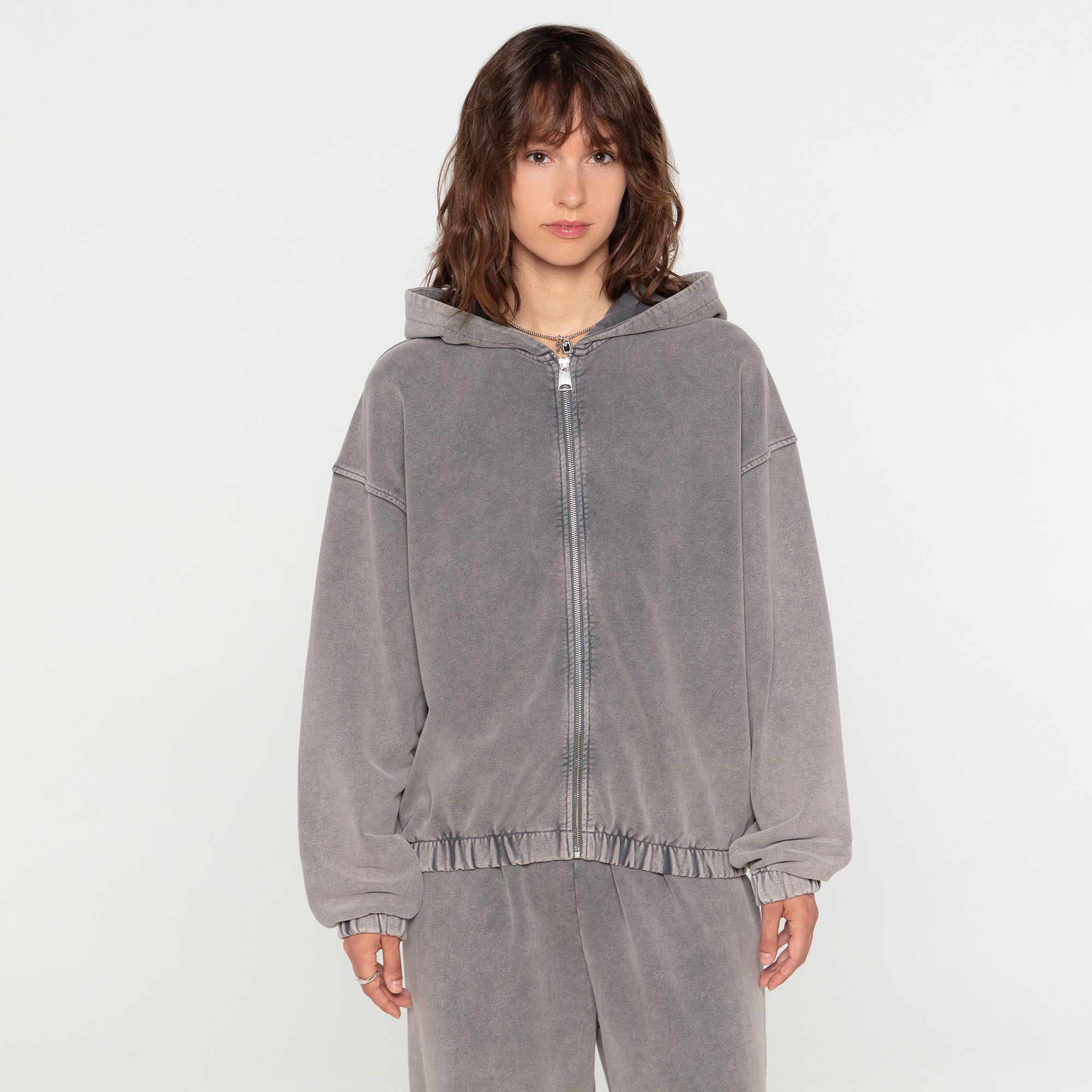 Женская толстовка Washed Cropped Hoodie Full Zip French Terry Streetbeat